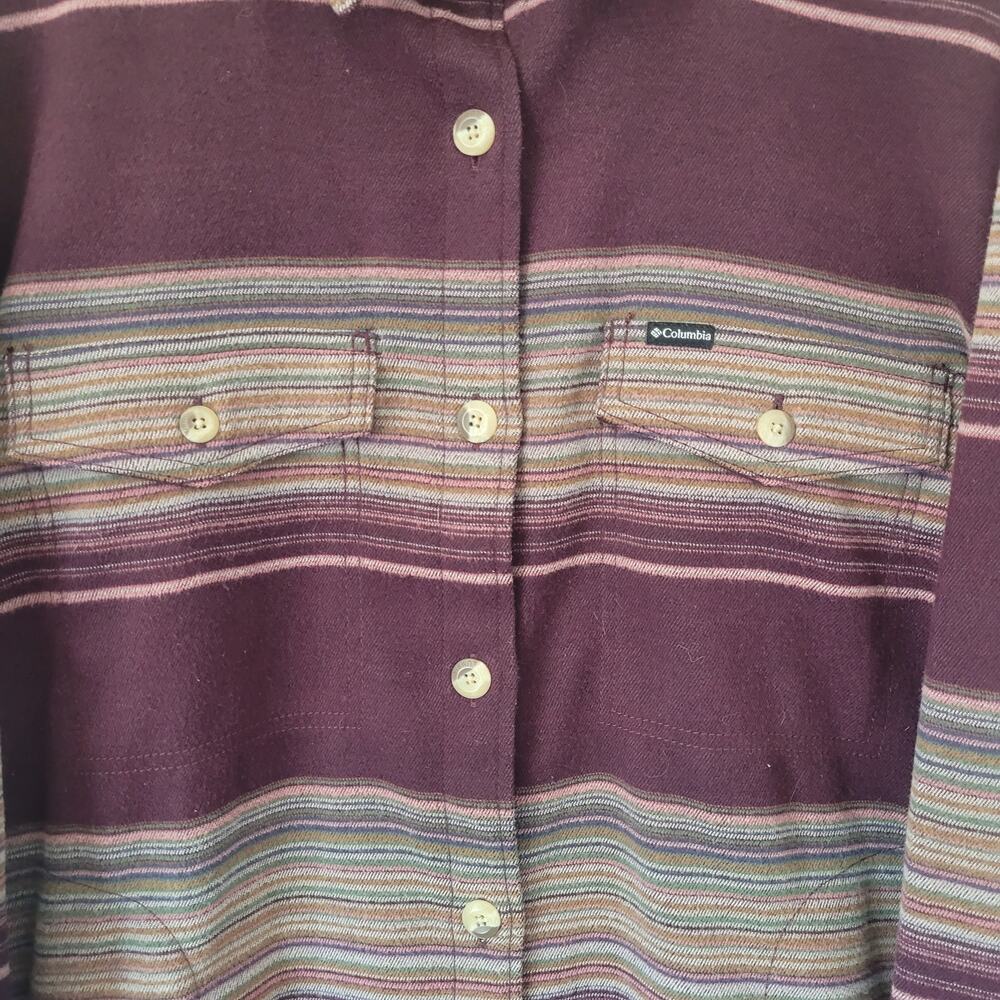 Columbia Calico Basin Women's XXL Burgundy Stripe Shirt Jacket Shacket READ - Picture 8 of 13